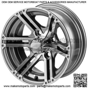 Revenge 12" Yukon Gun Metal Gray & Machined Golf Cart Wheel 3:4 Offset