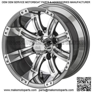 Revenge 12" Casino Gun Metal Gray & Machined Golf Cart Wheel 3:4 Offset
