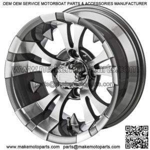 Revenge 12" Warlock Gun Metal Gray & Machined Golf Cart Wheel 3:4 Offset