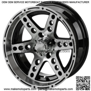 Revenge 14x7 Chaos Black & Machined Golf Cart Wheel 3:4 Offset