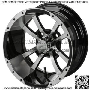 Revenge 15x7 Maltese Black & Machined Golf Cart Wheel 3:4 Offset