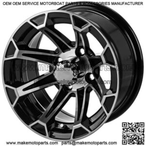 Revenge 14x7 Viking Black & Machined Golf Cart Wheel 3:4 Offset