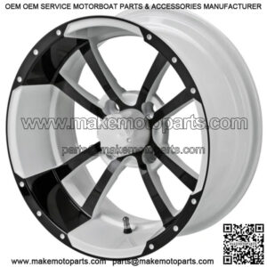 Revenge 14x7 Maltese Cross Black & White Golf Cart Wheel 3:4 Offset