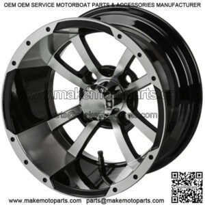 Revenge 14x7 Maltese Cross Black & Machined Golf Cart Wheel 3:4 Offset