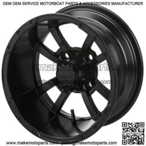 Revenge 14x7 Maltese Cross Matte Black Golf Cart Wheel 3:4 Offset