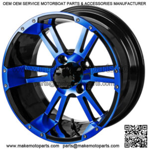 Revenge 14x7 Raptor Black & Blue Golf Cart Wheel 3:4 Offset