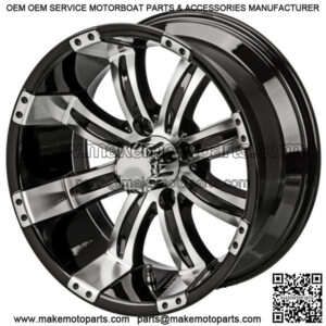 Revenge 15x7 Casino Black & Machined Golf Cart Wheel 3:4 Offset