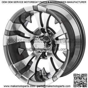 Revenge 10" Warlock Gun Metal Gray & Machined Golf Cart Wheel 3:4 Offset