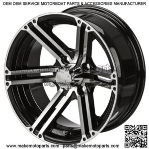 Revenge 15x7 Yukon Black & Machined Golf Cart Wheel 3:4 Offset