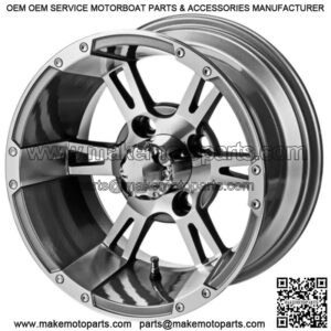 Revenge 12x7 Raptor Gun Metal Gray/Machined Golf Cart Wheel 3:4 Offset