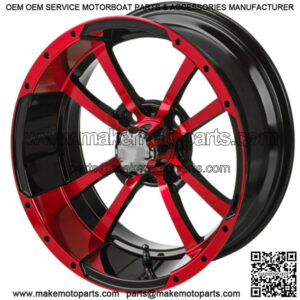 Revenge 14x7 Maltese Cross Black & Red Golf Cart Wheel 3:4 Offset