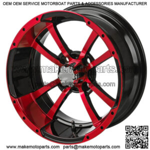Revenge 12x7 Maltese Cross Black & Red Golf Cart Wheel 2:5 Offset