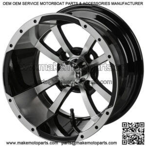 Revenge 12" Maltese Cross Black & Machined Golf Cart Wheel 2:5 Offset