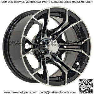 12 inch Machined and Black Golf Cart Wheel | 3:4 Offset | 4x4 Bolt