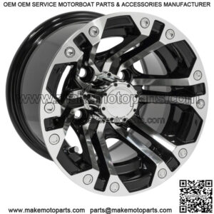 (1) Golf Cart Specter 10 inch Machined and Black Wheel With 3:4 Offset