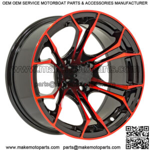 12x7 Black/Red Golf Cart Wheel | 3:4 Offset | 4x4 (101.6mm)