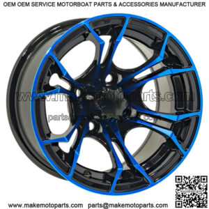 12x7 Black/Blue Golf Cart Wheel | 3:4 Offset | 4x4 (101.6mm)