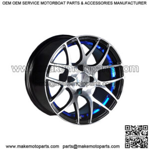(1) Golf Cart Pursuit 12 inch Machined and Blue Wheel With 3:4 Offset