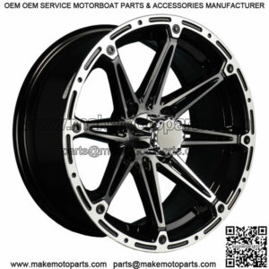 (1) Element 14 inch Machined Silver / Black Golf Cart Wheel With 3:4 Offset