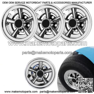 Golf Cart SS Wheel Covers Hubcaps, 8 Inch Chrome Golf Cart Hub Caps Snap-on Installation (Set of 4), Fits EZGO Yamaha Club Car