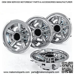 Golf Cart SS Wheel Covers Hub Caps for EZGO, Club Car, Yamaha - 8 Inch Snap-on Installation, Chrome, Set of 4