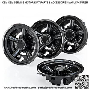 Golf Cart Wheel Covers Hub Caps for EZGO, Club Car, Yamaha - 8 Inch Snap-on Installation, Black, Set of 4