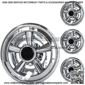 Golf Cart Wheel Covers 8" Set of 4 SS Chrome Hubcap for Golf Cart Club Car E-Z-GO Yamaha Wheel Hubcaps - Silvery