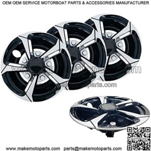 Golf Cart Wheel Covers Hub Caps Silver Automobile Finish & Black for EZGO Club Car Yamaha Universal 8" New(Set of 4)