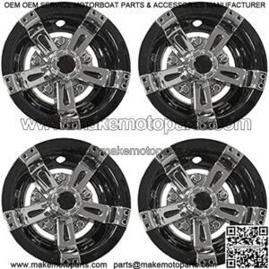 10 Inch Golf Cart Wheel Covers | Black and Chrome Hubcaps