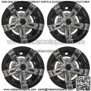 Set of 4 Golf Cart 10" Maverick Chrome and Black Wheel Covers Hub Caps