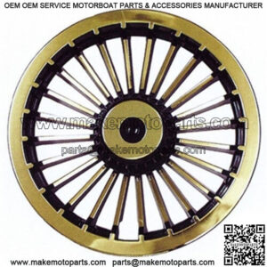 8" Turbine Black/Gold Golf Cart Hub Caps - Each