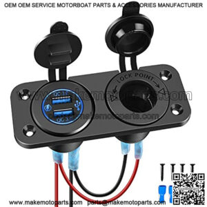 QC 3.0 USB Charger and Cigarette Lighter Socket Pre-Wired 12V-24V Dual USB Car Charger with Cigar Lighter Power Socket for Cars Trucks RVs Boats ATVs