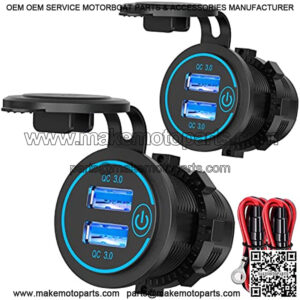 [2 Pack] 12V USB Outlet, Quick Charge 3.0 Dual USB Power Outlet with Touch Switch, Waterproof 12V/24V Fast Charge USB Charger Socket DIY Kit for Car Boat Marine Bus Truck Golf Cart RV Motorcycle, etc.