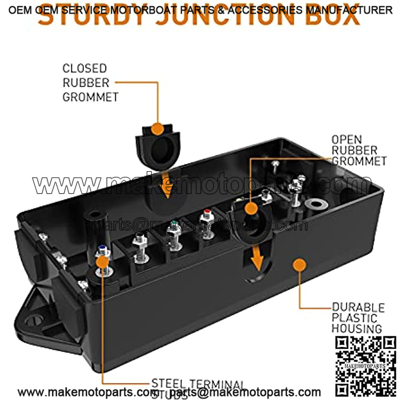 50048R 7 Way Electrical Trailer Junction Box 7 Gang Trailer Wire Connector Junction Box Weatherproof for Rewiring Camper RV Caravans Boat 7 Pole Cable Connection Box - Image 4