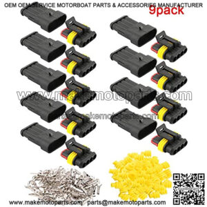 9 Kit Professional 4 Pin Way Car Auto Waterproof Electrical Wire Connectors Terminal Plug Socket Set, for Motorcycle Car Truck Boat