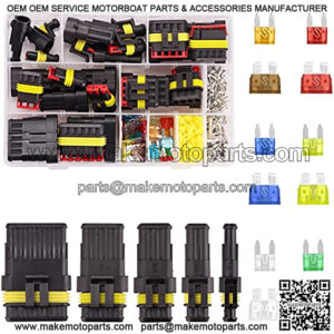 240PCS 1 2 3 4 5 6 Pin Waterproof Car Auto Electrical Wire Connector Automotive Terminals Kit with Automotive Blade Fuses for Motorcycle Car Truck Scooter Boats Electric Instruments