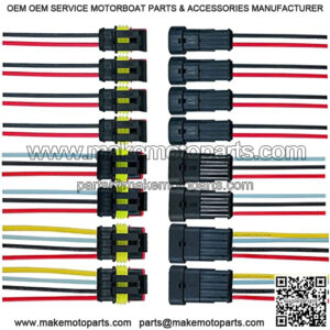 8 Kit Car Auto Waterproof Electrical Cable Connector Terminal Plug Socket with Wire, for Motorcycle Car Truck Boat (2 Pin 4 Set + 3 Pin 2 Set + 4 Pin 2 Set)