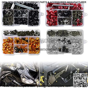 Motorcycle Fairing Bolt Kit, 177pcs M5 M6 Motorcycle Windscreen Screws Colorful Fasteners Fairing Bolts Nut Clips Kit for Kawasak Suzuki Honda Ducati Yamaha BMW GSXR Motorcycle (Glod)