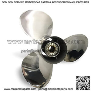 Polished Stainless Steel Outboard Propeller fit Yamaha Boat Engines 25-60 Hp,13 Spline Tooth,RH