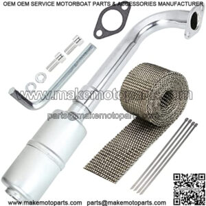 Upgraded Exhaust Pipe Header Muffler Assembly with Heat Shield Tape for Predator 301cc 8hp 420cc 13hp GX240 270 390 Mini Bike Go Kart Golf Cart Mud Boats Racing Lawnmower OHV Clone Small Engine