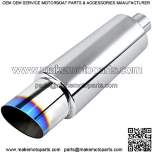 Exhaust Muffler, Stainless Steel Exhaust Tip, Universal 15" Length (Burnt, 2.25" Inlet 3" Outlet)