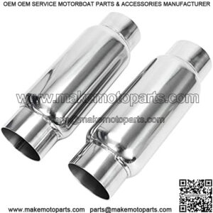 3" Inlet 3" Outlet Exhaust Muffler, Pair of 3 Inch Resonator Universal Stainless Steel Exhaust Muffler Resonator for Cars, 12" Overall Length