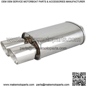 TC Sportline Burnout MU-UN002DP Spun-locked Universal Oval Muffler Exhaust 3.5" Double Wall Dual Slant Tip 2.5" Inlet (Polished)