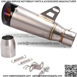 Universal Muffler Motorcycle Slip on Exhaust 1.5-2in Inlet Exhaust Pipe Silencers Motorcycles Muffler Tips for Scooter Motorcycle ATV Dirt Bike Street Bike fit Diameter 38mm-51mm Silver