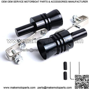 2PCS Universal Aluminum Turbo Sound Whistle Exhaust Muffler Pipe BOV Blow-off Valve Simulator (XL-Black)