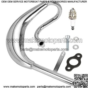 Performance Chrome Exhaust Muffler Expansion Chamber Pipe Silencer Gasket for 2 Stroke 50cc 66cc 80cc 100cc Engine Gas Motorized Bicycle Motor Bike Silver