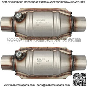 ??2 pack??2.25" Inlet/Outlet Universal Catalytic Converter, with O2 Port & Heat Shield (EPA Compliant), 2 pack