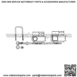 1/2" Galvanized Square U-Bolt,  3-1/16" x 3-13/16"