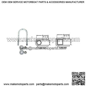 1/2" Galvanized Round U-Bolt,  3-1/16" x 6-11/16"