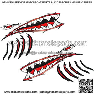 2 Pieces Large Vinyl Shark Teeth Mouth Eyes Gill Sticker Decals Kayak Boat Fishing Dinghy Motorcycle Car Bumper Graphics Accessories